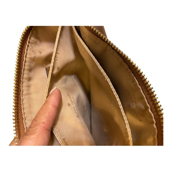 Kate Spade Leila Triple Gusset Crossbody Bag Warm Gingerbread Pebbled Leather - Picture 10 of 13